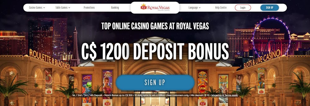 Royal Vegas casino landing